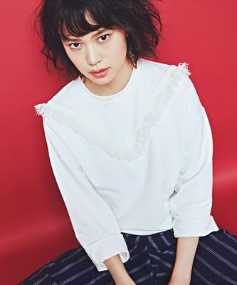 WEGO/ フリンジ7分袖スウェット