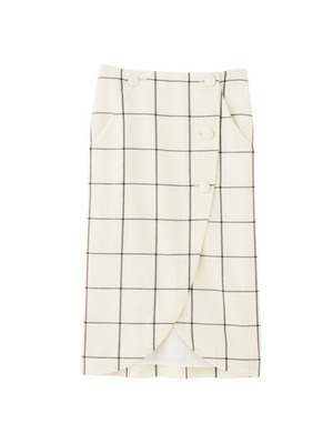 ミモレ丈チェックラップスカート