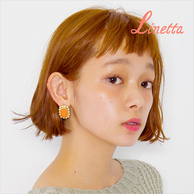 Linetta パールスクエアビジューピアス[L3ak806]