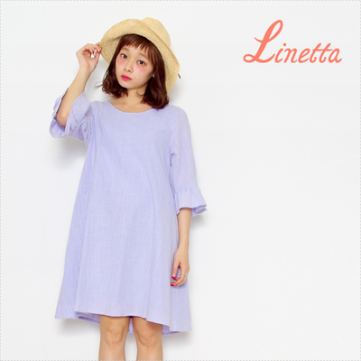 Linetta 【60%OFF】5分袖 袖フリルワンピース[L2k686]
