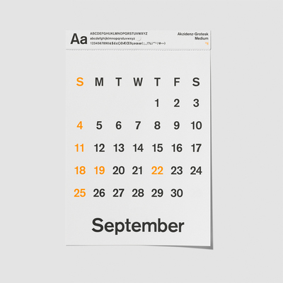 TYPEFACE CALENDAR 壁掛けカレンダー