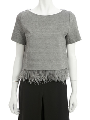 オーストリッチフリンジ切り替えポンチトップス