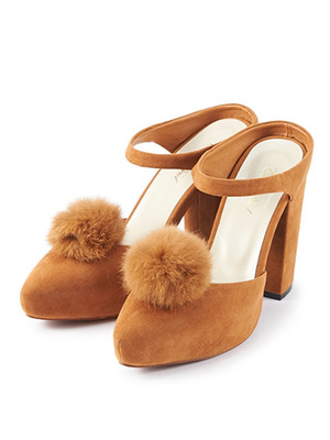 ラビットファーポンポン付きミュール