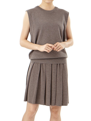 ノースリニット×プリーツニットスカートセット