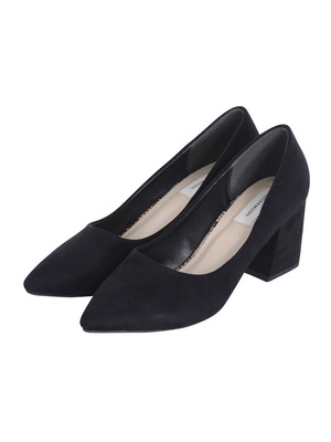 チャンキーヒールスエードパンプス