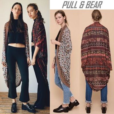 PULL&BEAR 秋色★スカーフ柄キモノジャケット