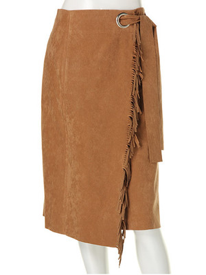 スウェードフリンジタイトスカート