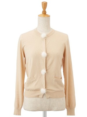 ミンクポンポンファーカーデ