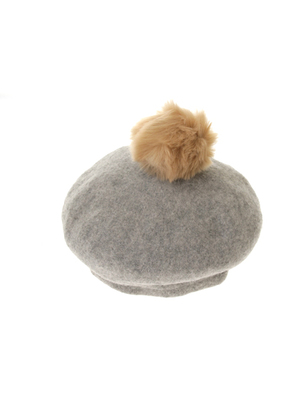 ファー付きベレー帽