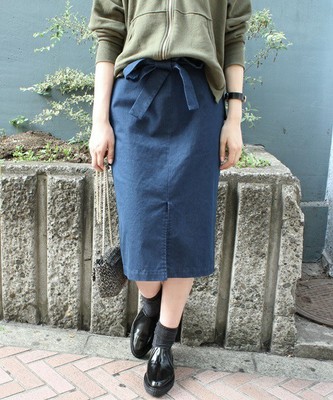 〈EDIT FOR LULU〉フロントスリットデニムスカート