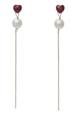 【受注生産】petite heart アコヤパール×ロードライトガーネットピアス
