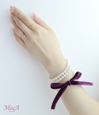 3連パールベルベットリボン