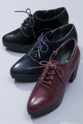 R&E 厚底ラバーヒールレースアップブーティ