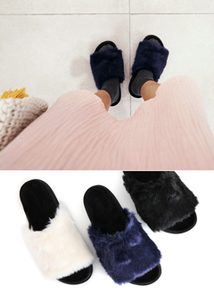 フェイクファースライドサンダル・全3色