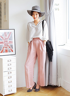 レーヨンセンタープレスワイドパンツ・全3色