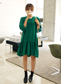 ディープカラーミディフレアワンピース・全2色