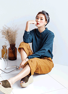 オータムカラーVスリットブラウス