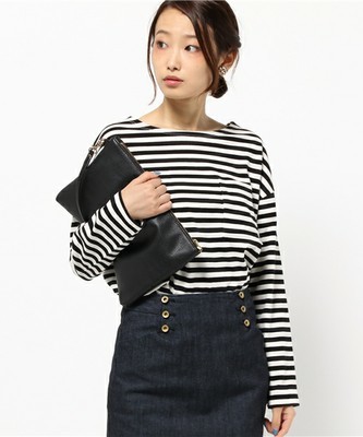 ボーダーポケ付ボートネック