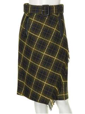 フリンジチェックまき風スカート