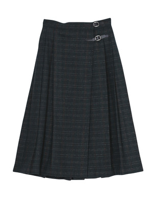 ベルトチェックミディスカート/merry jenny