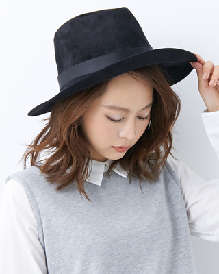 スエード中折れ／帽