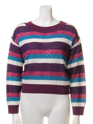 Lily Brown (リリーブラウン)  透かし柄ニットプルオーバー