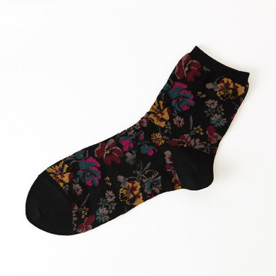 靴下屋 ガーゼ調ノスタルジック花柄ショートソックス