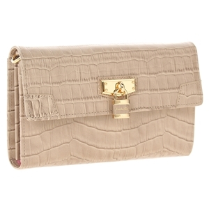 ≪ジュエルナローズ≫ Custum クロコウォレット　ロングウォレット　かぶせタイプ　グレージュ　