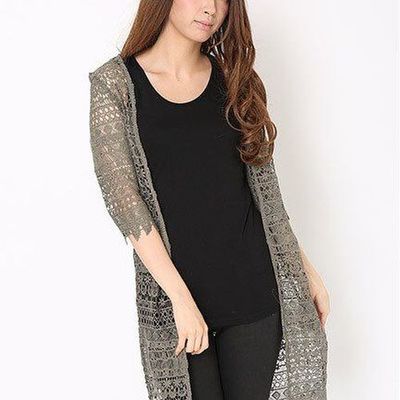 Mixレースロングカーデ