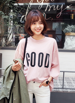 GOODロゴプリント入りオーバーフィットトップス・全4色・t45199