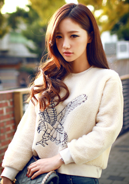 [コンパクトトレーナー]イーグル刺繍総ファーコンパクトトレーナー 