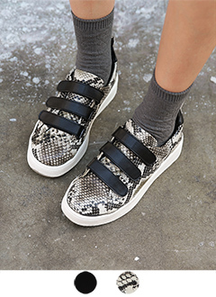 スネークスキンパターンベルクロスニーカー・全2・s45213