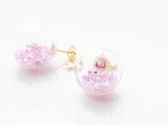 ミラーボールピアス/ ローズ
