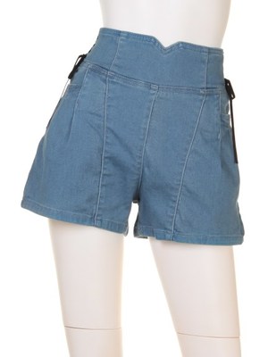 ハイウエストデニムショートパンツ