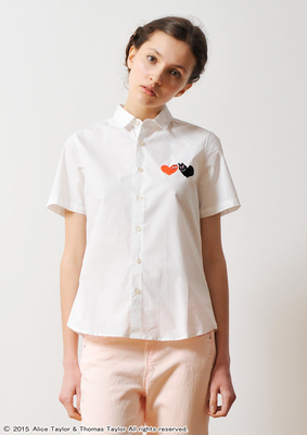 【グラニフ】バーバパパ半袖シャツA/ハートアンドエンブロイダリー(ホワイト)