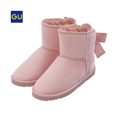 （GU）ムートンタッチブーツ（リボン）