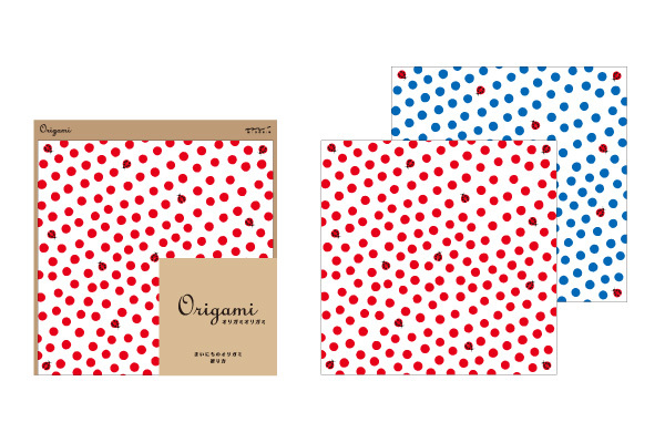 オリガミ２色アソート ＜１５角＞ てんとう虫柄 赤・青