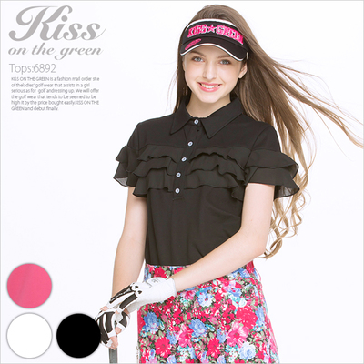 胸元フリルポロシャツ