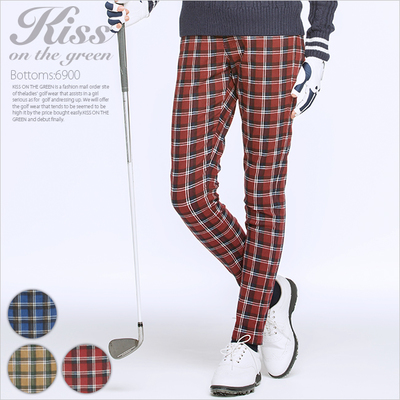 チェック柄ストレッチパンツ