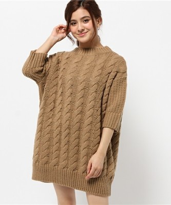 ケーブルバルキーニット ワンピース