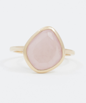 K18YG ドロップ ピンクカルセドニー リング