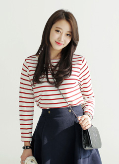 ボートネックボーダーＴシャツ・全6色・b43214