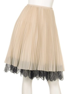 配色レースプリーツスカート