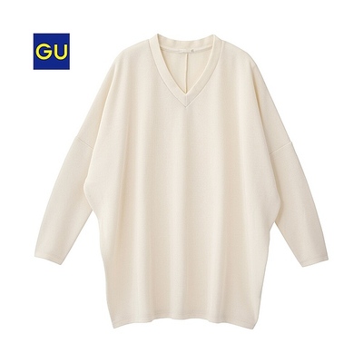 Vネックボリュームプルオーバー（長袖）