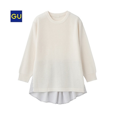 シャツコンビセーター（ストライプ・7分袖）