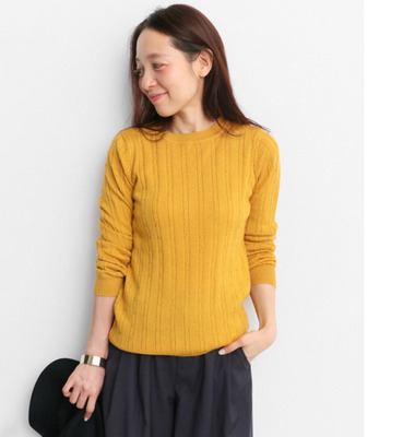 ケーブル編ウォッシャブルニットプルオーバー