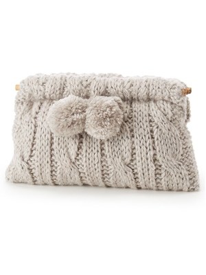 ポンポンニットクラッチバッグ