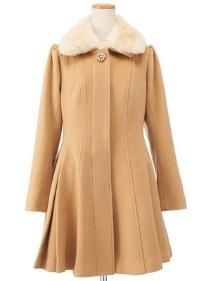 ファーツキビジューフレアーコート