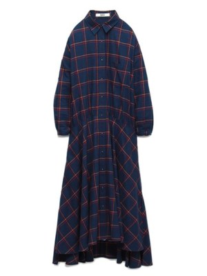 チェックロングワンピース