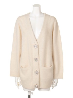 ビジューボタンラクーンカーディガン